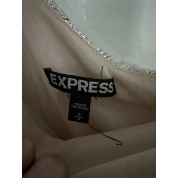 Express Women’s Small Dress Metallic Silver Short One Shoulder Holiday Party - Picture 3 of 5